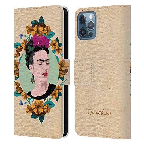 Head Case Designs Licenciado Oficialmente Frida Kahlo Morado Retrato Carcasa de Cuero Tipo Libro Compatible con Apple iPhone 12 / iPhone 12 Pro