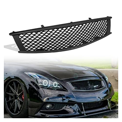 ANOSYS Rejilla de Parrilla Delantera de Coche Compatible con Infiniti G G37 Q60 2 Puertas 2008-2013 Estilo Panal Negro reemplazo de Malla de capó de Parachoques Superior (Color : Matte Black)