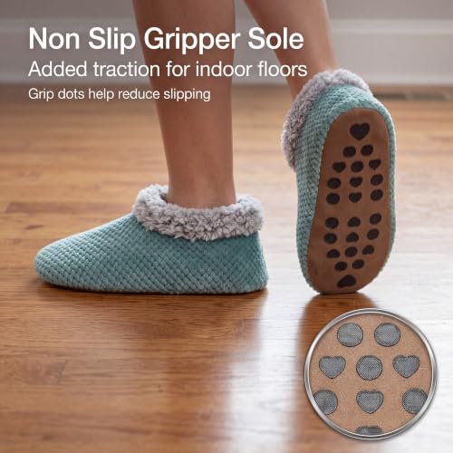 Image of The Metluks Womens Slippers Indoor Soft Sole Slipper Socks | Fuzzy sherpa lining, warm winter comfort, non slip grippers, flexible feel, washable, cozy home wear
