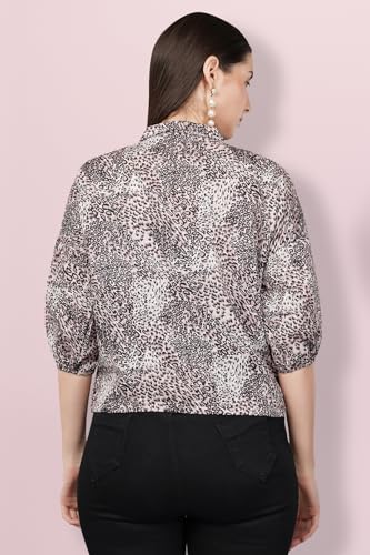 Image of Women Printed Oversized Lapel Collar Casual Crop Shirt