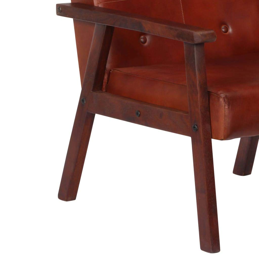 Festnight Fauteuil de Salon | Fauteuil en Cuir véritable Luxueux | Fauteuil de Bureau | Fauteuil Relax pour Canapé | Marron