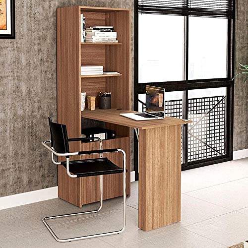 Armário Multiuso Goiás com Mesa Retrátil e 2 Portas Castanho Politorno