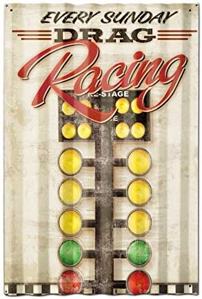 Amazon.com: Photosteel Triple Tree Drag Racing Metal Sign - Drag Strip ...