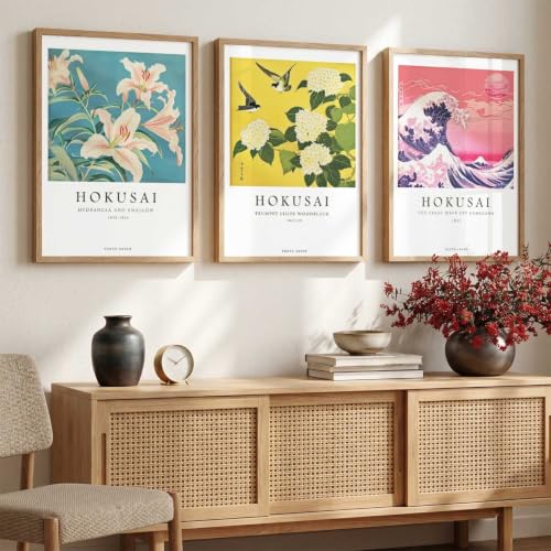 Image of kotart Japanese Nature Art Posters with Frame | Aesthetic Japan Nature Arts Posters with Frames | Japanese Art Framed Poster for Bedroom Living Room Gaming Room Wall Decor Set Of 3 (14x20 Inch)