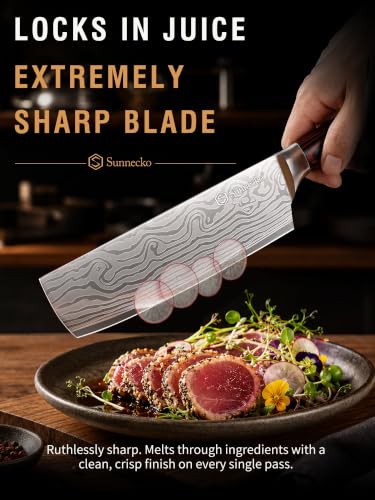 Sunnecko Nakiri Knife - 7" Chef Knife for Meat Cleaver Vegetable Chopping - Image 5