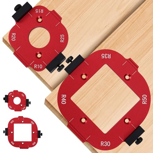 Viitech 2 Stück Router Jig Radius Schablone, Eckradius-Frässchablonen für Holzbearbeitung R10 R15 R20 R25 R30 R35 R40 R50 Radius Routing Vorlagen, Radius Jig Router Holzbearbeitungs-DIY-Projekte