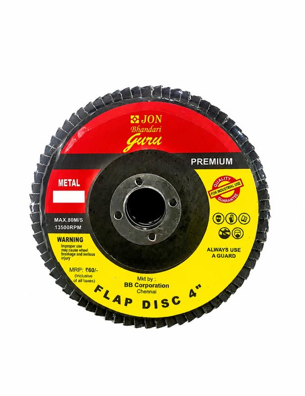 Image of Jon Bhandari Tools Abrasive Flap Discs - 4 inch (100mm x 16mm), Grit 36 - Pack of 10, for Angle Grinders, Metal Grinding, Sanding & Finishing