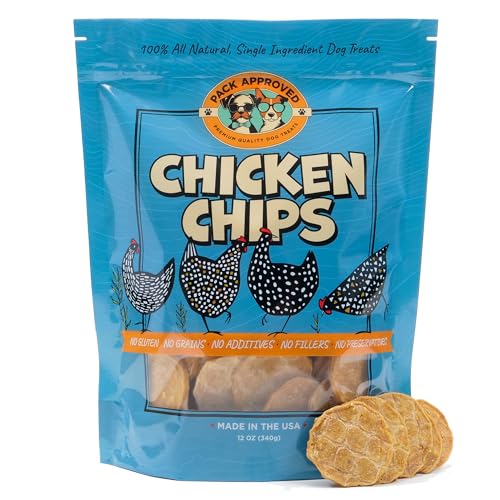 Pack Approved Chicken Chips - Crunchy, Single Ingredient Dog Treat -100% All Natural Chicken Breast - 12oz