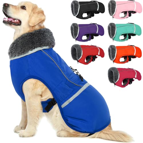 Image of QBLEEV Warm Dog Coat, Reflective Dog Jacket, Waterproof Dogs Winter Coat