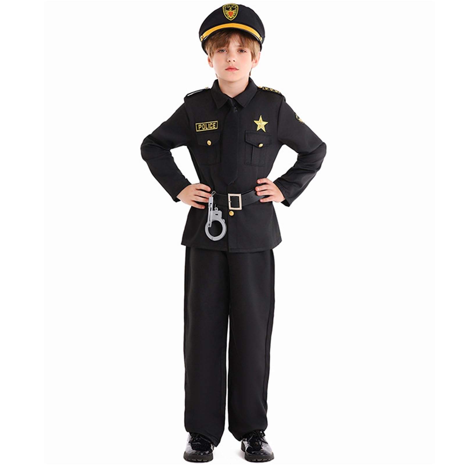Generisch Polizistin für Set mit Hut Gürtel Handschellen Cosplay Verkleidung Outfit Polizei Jacke Hose Accessoires Rollenspiel Karneval Party