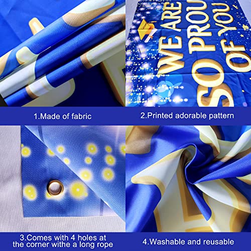 Image of KatchOn, We are So Proud of You Banner Blue - XtraLarge 72x44 Inch | Graduation Backdrop Blue and Gold for Graduation Decorations 2026 | Congratulations Banner, Class of 2026 graduation banner