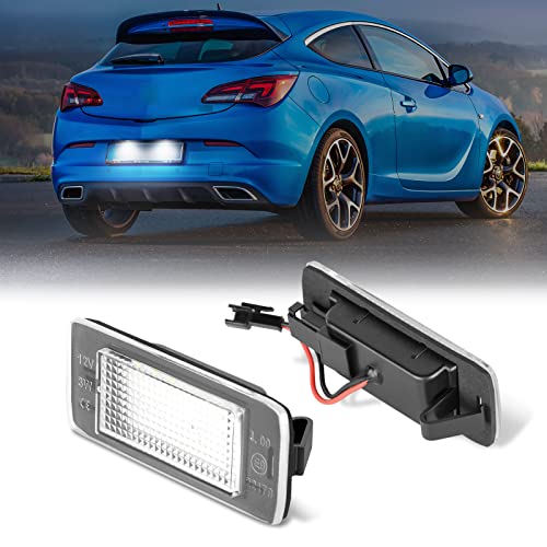 POPMOTORZ LED Number Plate Light, 2Pcs License Plate Light Compatible with Vauxhall Astra J Sports Tourer Estate Zafira Tourer C, License Number Plate Light with Canbus Design Error Free Xenon White