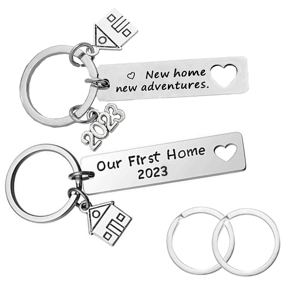 CNYMANY 2 Pcs New Home Keychains, Housewarming Gift New House Decoration Jewelry Key Rings for New House Owner Wife Husband Lover