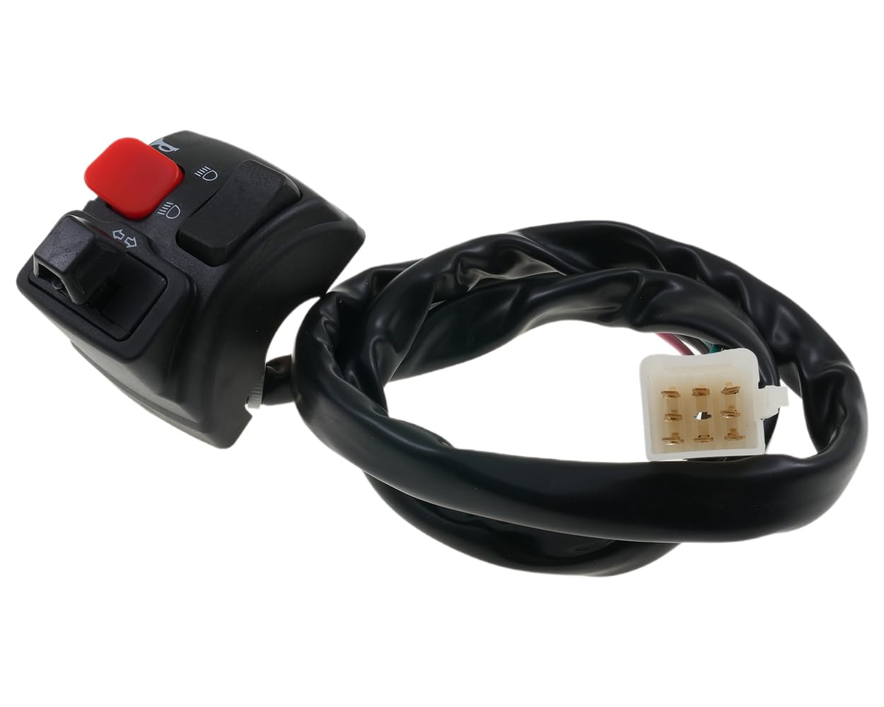 2EXTREME interruptor de manillar izquierdo 8 pines intermitentes/luces/bocina compatible con Derbi Senda, Aprilia RX SX 50 AM6 – unidad de conmutador negra