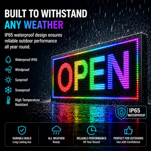Image of 39 inchX14 inch Led Sign,Programmable Scrolling Outdoor Digital Business Custom Display Waterproof Ip65