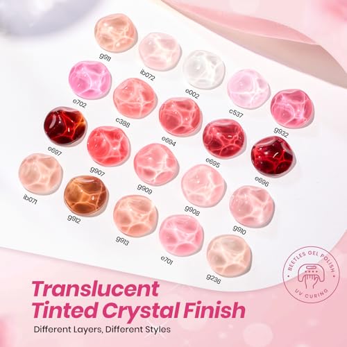 Image of Beetles Soft Tint Nude Gel Nail Polish Set - 23PCS 20 Colors Jelly Nude Pink Milky White Brown Base Color Concealer Sheer Translucent Base Glossy Matte Top Coat French Art Gift for Women