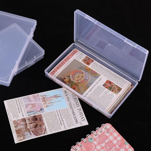 Image of Lemecima 6 Pack Rectangular Clear Plastic Storage Containers Box with Hinged Lid for Beads and Other Small Craft Items (6.9 x 4.2 x 1 inch)