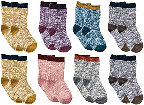 QandSweet Unisex Knitted Socks Keep Warm for Toddler Little Boy Girls 1-6Y (1-3T, 8 Pairs)