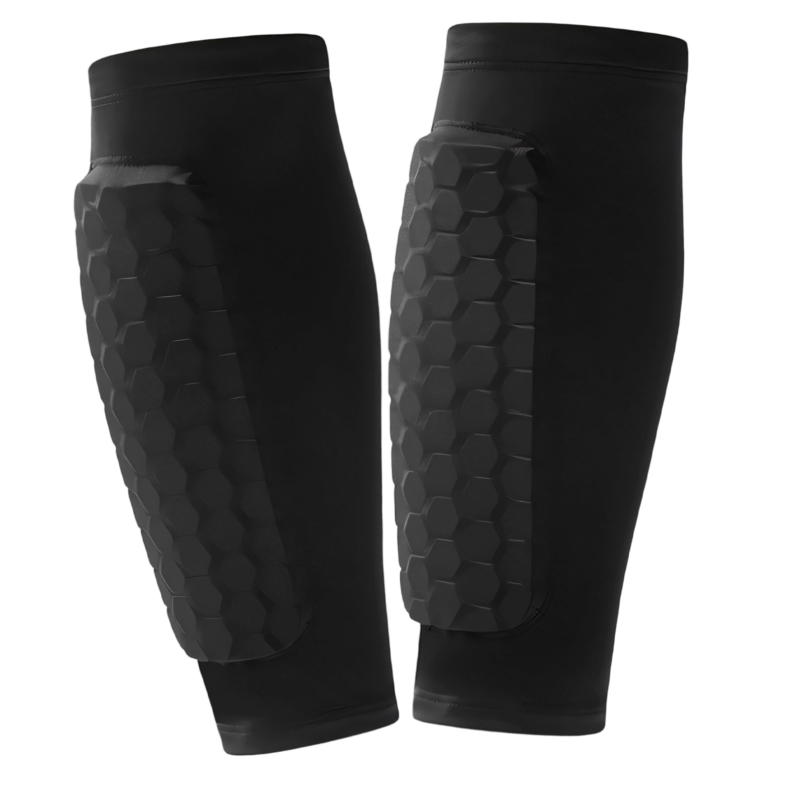 Espinilleras Fútbol con Mangas de Compresión, para Niños y Adultos, Protección Antigolpes Estructura Panal, Transpirables y Antideslizantes, Protector Pierna Ligero para Entrenamiento y Partido