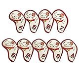 Sailling Golf Iron Head Covers 9 Piece Set Cute Cartoon, Knitted Lucky Cat and Number, Funny Golf Club Covers, for Girls Women(9pcs-Khaki)