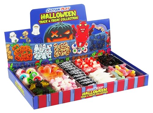 CAPTAIN PLAY Halloween Süßigkeiten Candy Bar, 1kg Süßigkeiten Box, Halloween Deko, fertig für Halloween Party