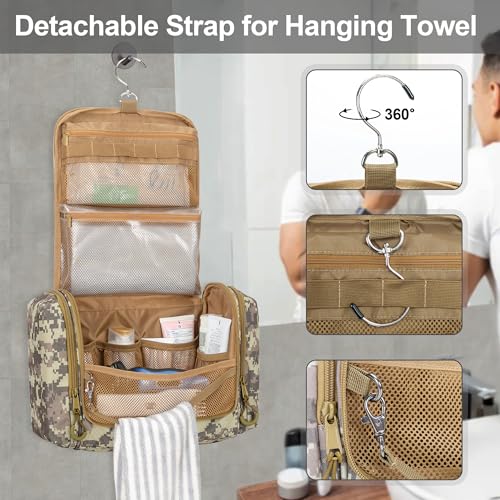 Image of Tactical Toiletry Bag for Men, Large Hanging Dopp Kit Hygiene Bag | Travel Toiletry Bag with Hook, Dry & Wet Pockets, Shower Bag for Toiletries, Grooming, Shaving Care & Travel Essentials