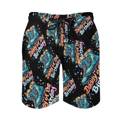 Daddy of The Birthday Roller Skates Men's Swim Trunks Quick Dry Board Shorts Hawaiian Beach Shorts With Pocket4