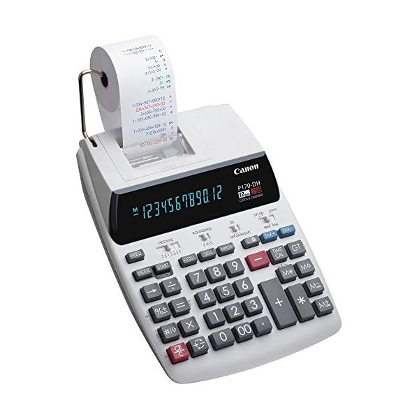 Canon P170DH3 12-Digit Desktop Printing Calculator, White