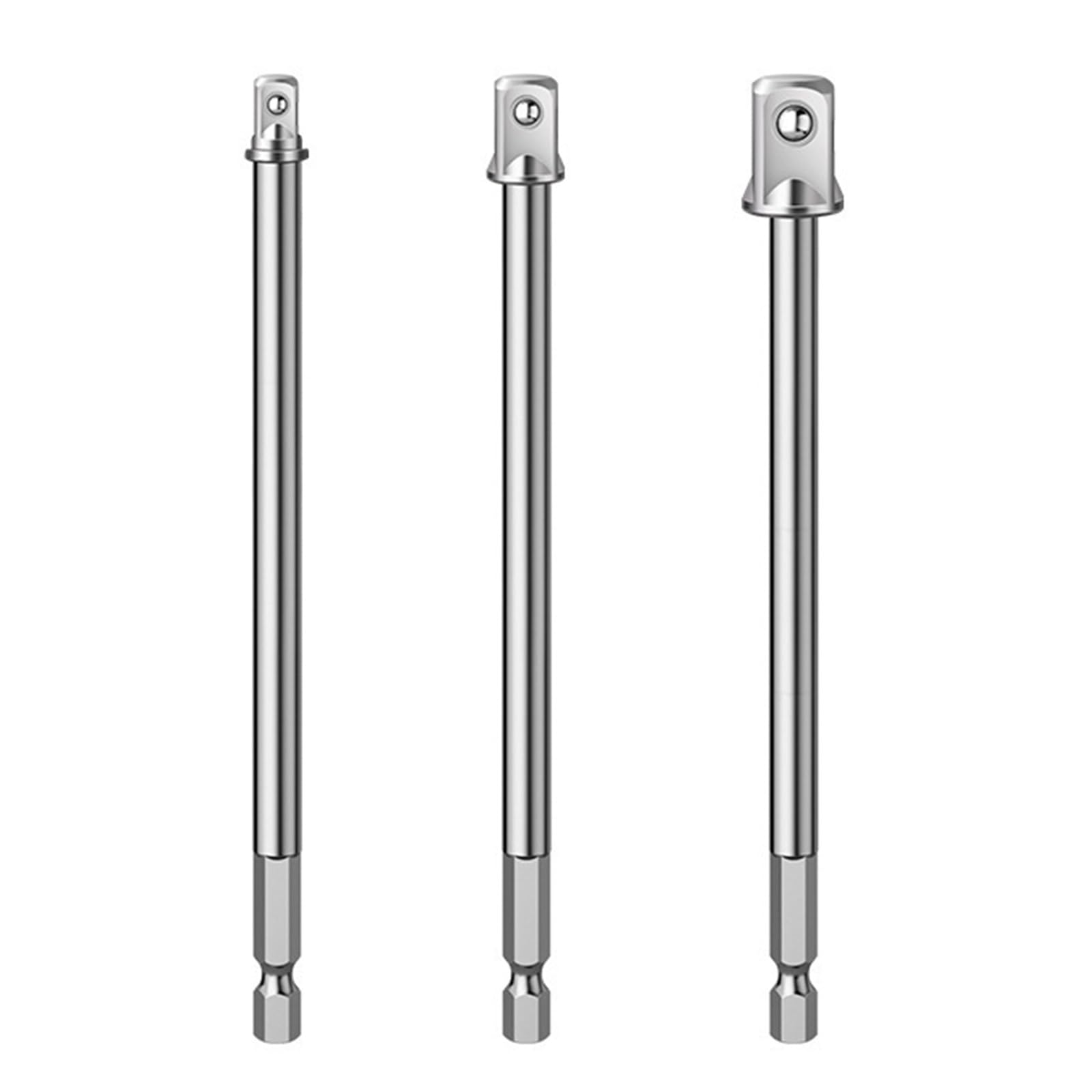 Zepfjhe 3Pcs Alloy Steel Square Drive Long Reach Socket Adapter Extension Rod With 6.35Mm Hexagonal Shank For Various Power Tool Fast Release Port Link