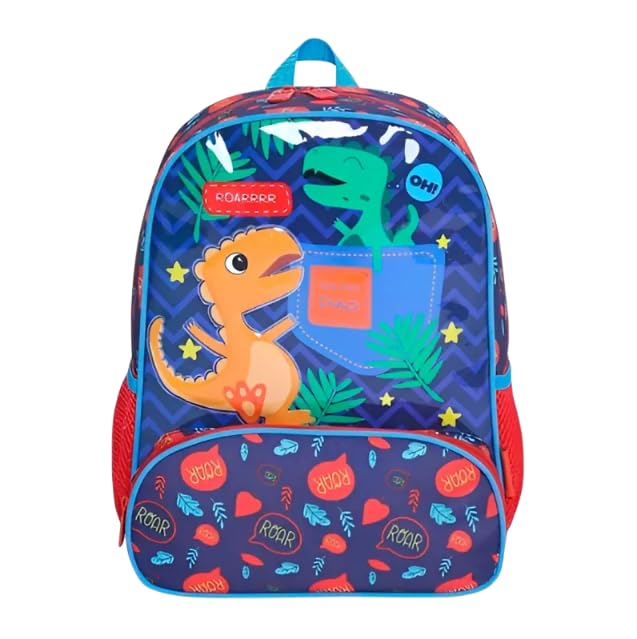 Mochila Infantil Com Bolso Externo Animais Escola Passeio (Dinossauro)