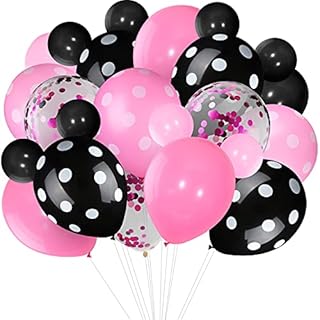 75 Pieces Mouse Color Balloons Confetti Balloons Polka Dot Balloons Latex Party Balloons Balloon Garland for Halloween Christmas Wedding Birthday Party Decorations Supplies (Pink, Black)