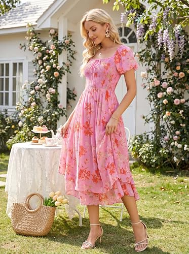 Image of GRACE KARIN Womens Summer Floral Maxi Dress 2026 Flowy Wedding Guest Dress A Line Boho Dresses Fashion Clothing with Pockets