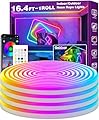 SINLEY Led Neon Rope Lights 16.4FT,Control with App/Remote,Flexible Led Rope Lights,Multiple Modes,IP68 Outdoor RGB Neon Lights Waterproof,Music Sync Gaming Led Strip Lights for Bedroom Indoor