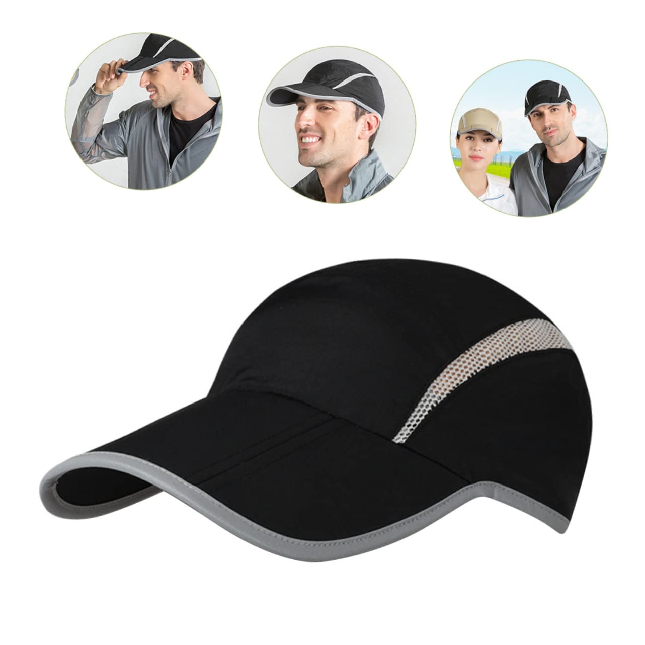 Gorra De Beisbol Sombreros Gorra De Tenis Gorras De Beisbol para Hombre Encabezamiento Sombrero Liso Sol Mujer Corriendo Sombrero Gorras Deportivas para Hombre Visera Nylon Black