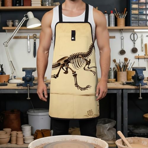 Delantal de trabajo con diseño de esqueleto de dinosaurio miniatura 4
