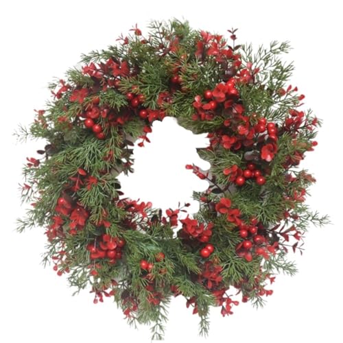 Couronne de Noël de style américain avec fruits rouges pour sublimer votre porte d'entrée