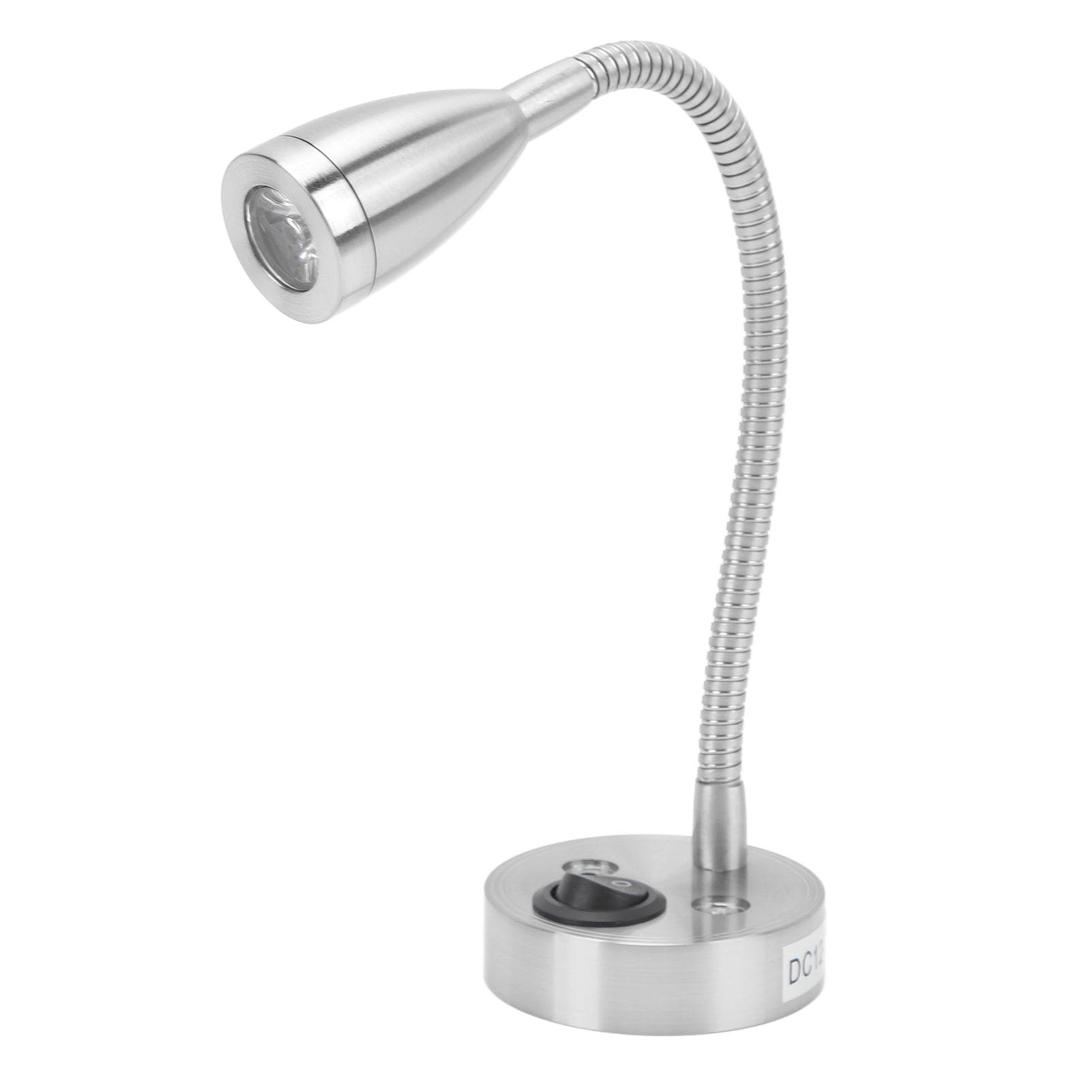 Tbest RV LED Bedside Light 360 Degree Swivel Flexible Gooseneck with Warm White Lamp Source for DC 12V to 24V Boat Truck Cars Aluminum Alloy Material (Silver)