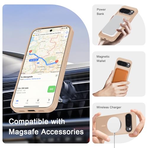 Image of for Google Pixel 10 /10 Pro Case, Matte Magnetic Phone Cover [with 1 Screen Protector] [Support for MagSafe] [Shockproof Military Grade Protection] Translucent Frosted Back, Coral Pink