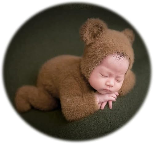 Accesorios de fotografía para recién nacidos, trajes de oso para bebé, accesorios de fotos, trajes de sombrero con pies, conjunto elástico para