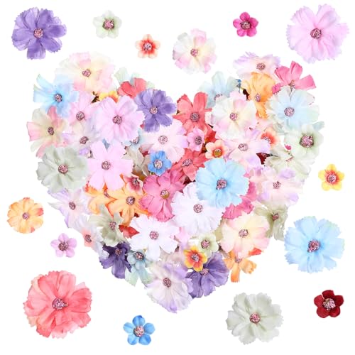 100 Stück Kunstblumen zum Basteln - Künstliche Fake Blumen Köpfe Rosa - Kunstblumen Klein Blumenköpfe Blüten für DIY Deko Blumen Künstlich Tischdeko Frühling Hochzeit Trockenblumen zum Basteln