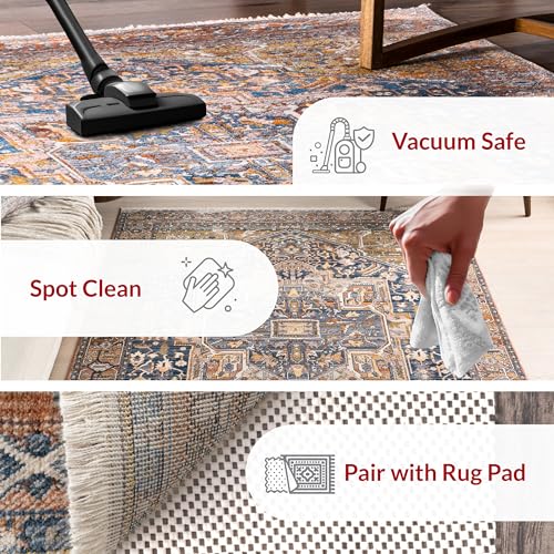 Tapis à franges motif médaillon multicolore nuLOOM pour salon