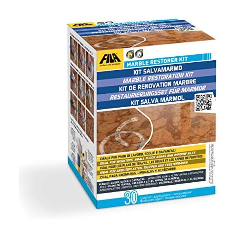 FILA Surface Care Solutions Marble Restoration Kit Filamarble Restorer 28 OZ, ideal for Polished Marble Tile, Travertine and Limestone (44250104) , White Cover