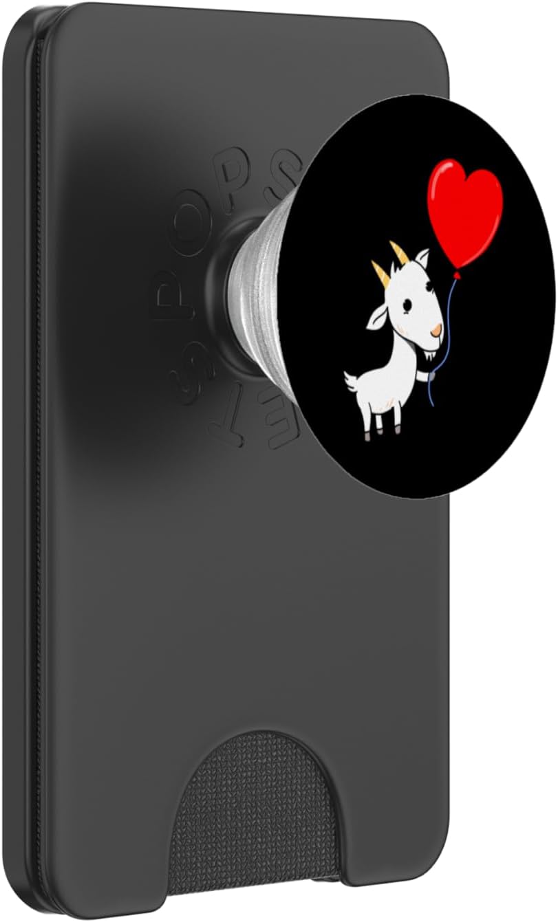 Goat With Heart Balloon Valentines Day Goat PopSockets PopWallet for MagSafe