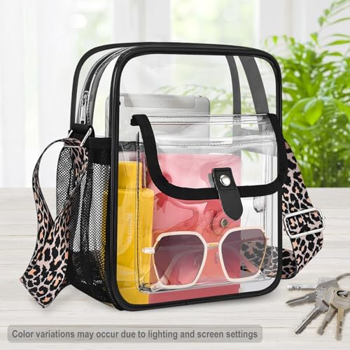 Image of SPODEARS Clear Crossbody Bag for Stadium, Concert, Festival & More - Adjustable Shoulder Strap & Bottle Holder