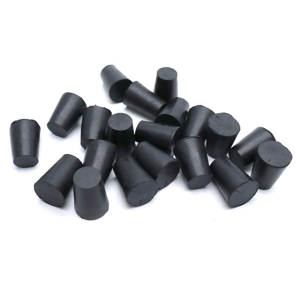 20 Pcs #1 Test Tube Plug Solid Rubber Flask Stoppers, 19 x 14 x 25mm