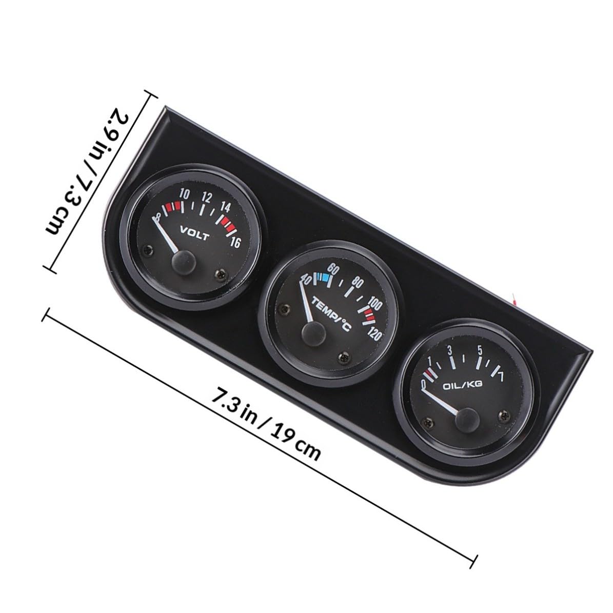 Operitacx Strumento 3in1 per Auto 52mm Sensore Temperatura Acqua e Manometro Pressione, Quadrante Nero in Metallo Illuminazione per Auto e Moto