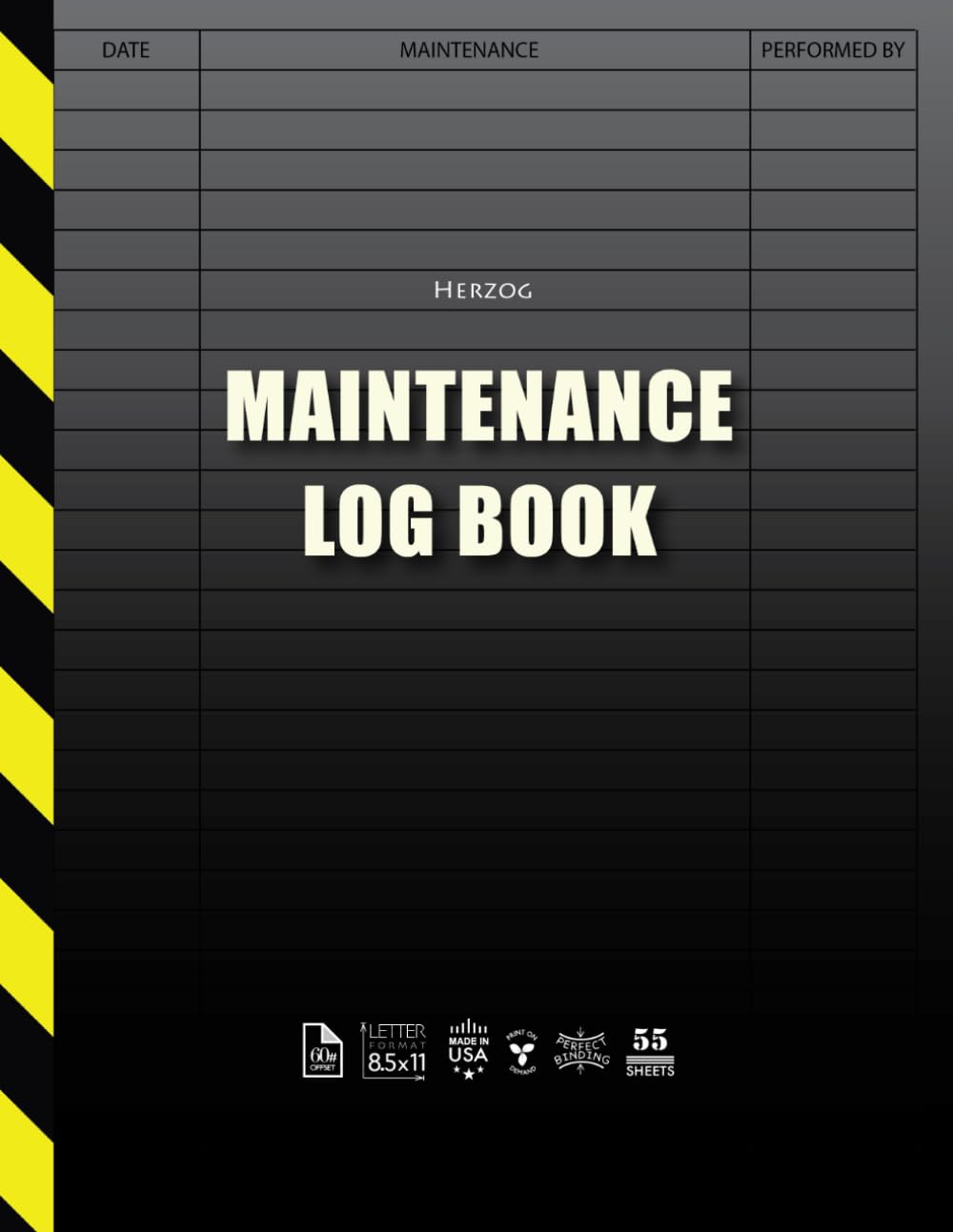 Maintenance Log Book: Large ( 8.5" x 11" ) | 110 pages | Perfect Binding | Durable Softcover