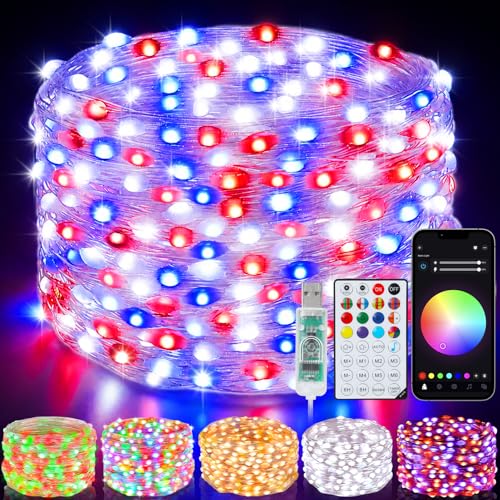 Smart Fairy Lights 33Ft 100 LED Twinkle String Lights with Remote & APP Control, Color Changing USB...