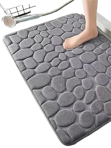 Tapis de bain épais lavable et absorbant texture pierre