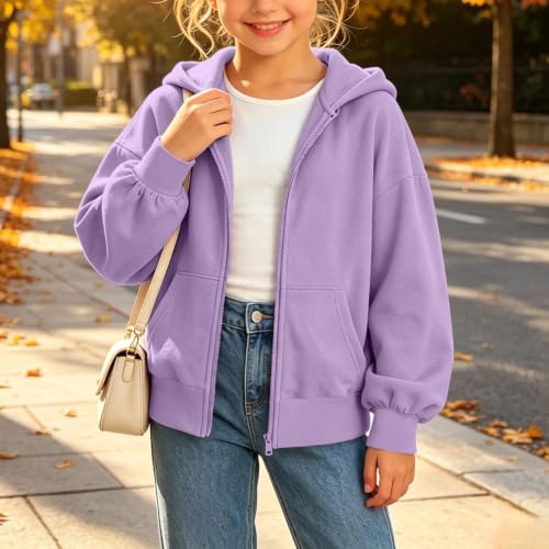Cethrio Hoodies for Boys 14-16 Girls Zip Up Hoodie Oversized Hooded Sweatshirt Jacket Fall 2026 Fashion 5T Back to School Outfits for Girls Sudaderas Con Capucha Dressly Capsule Wardrobe Purple - image 6